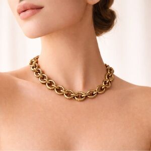 Vintage GIVENCHY Gold tone Link Necklace 21” Chunky Chain Lobster Clasp